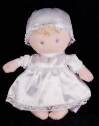 Eden Girl Doll Christening Gold Cross Lovey Baby Plush